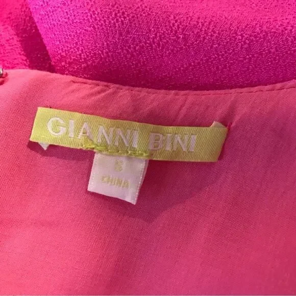 Gianni Bini Dress Women’s Size Small Hot Pink Sleeveless Pleated Pockets - Picture 6 of 6